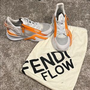 Fendi Flow Sneakers in Cream and Orange